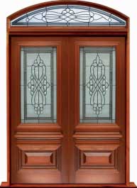 sovereign leadlight: single door +  two sidelights