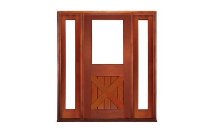 hampton cross brace 1 light: single door +  two sidelights