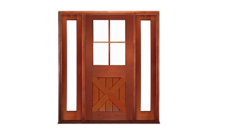 hampton cross brace 4 light: single door +  two sidelights