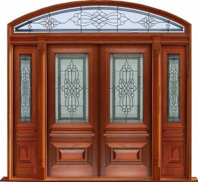 sovereign leadlight: single door +  two sidelights