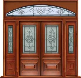 sovereign leadlight: single door +  two sidelights